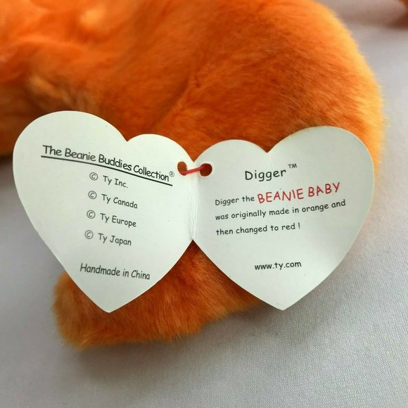 Ty Beanie Baby Orange Crab "Digger" Tag Attached - Picture 7 of 9